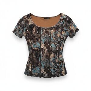 Y2k Sere Nade Textured Overlay Boning Contoured Scoop Neck Blouse Size Medium